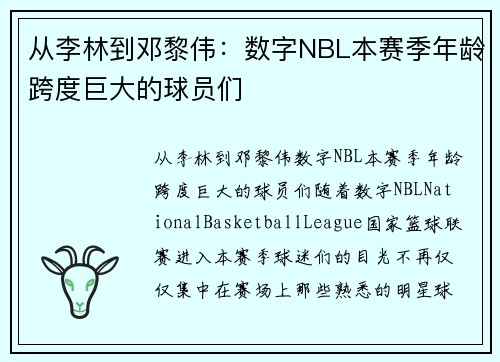 从李林到邓黎伟：数字NBL本赛季年龄跨度巨大的球员们